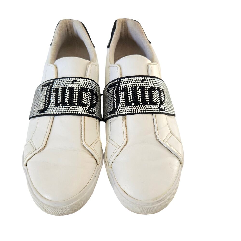 Y2K Rock Revival Juicy Couture Cosmik Rhinestone White Slip‑On Sneakers Size 8